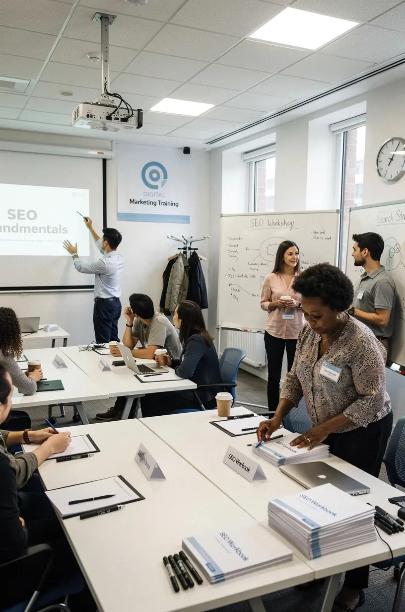 Business owner learning SEO strategies in workshop